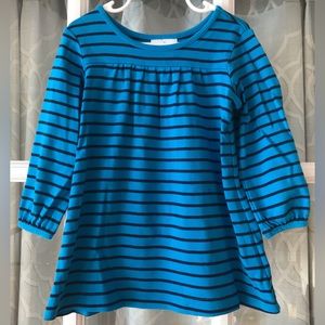Hanna Andersson size 90 3T blue with stripes play dress, EUC zero signs of wear